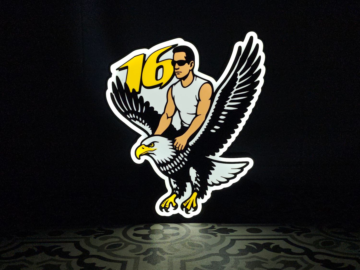 Greg Biffle on an Eagle LED Lightbox Sign with detachable stand