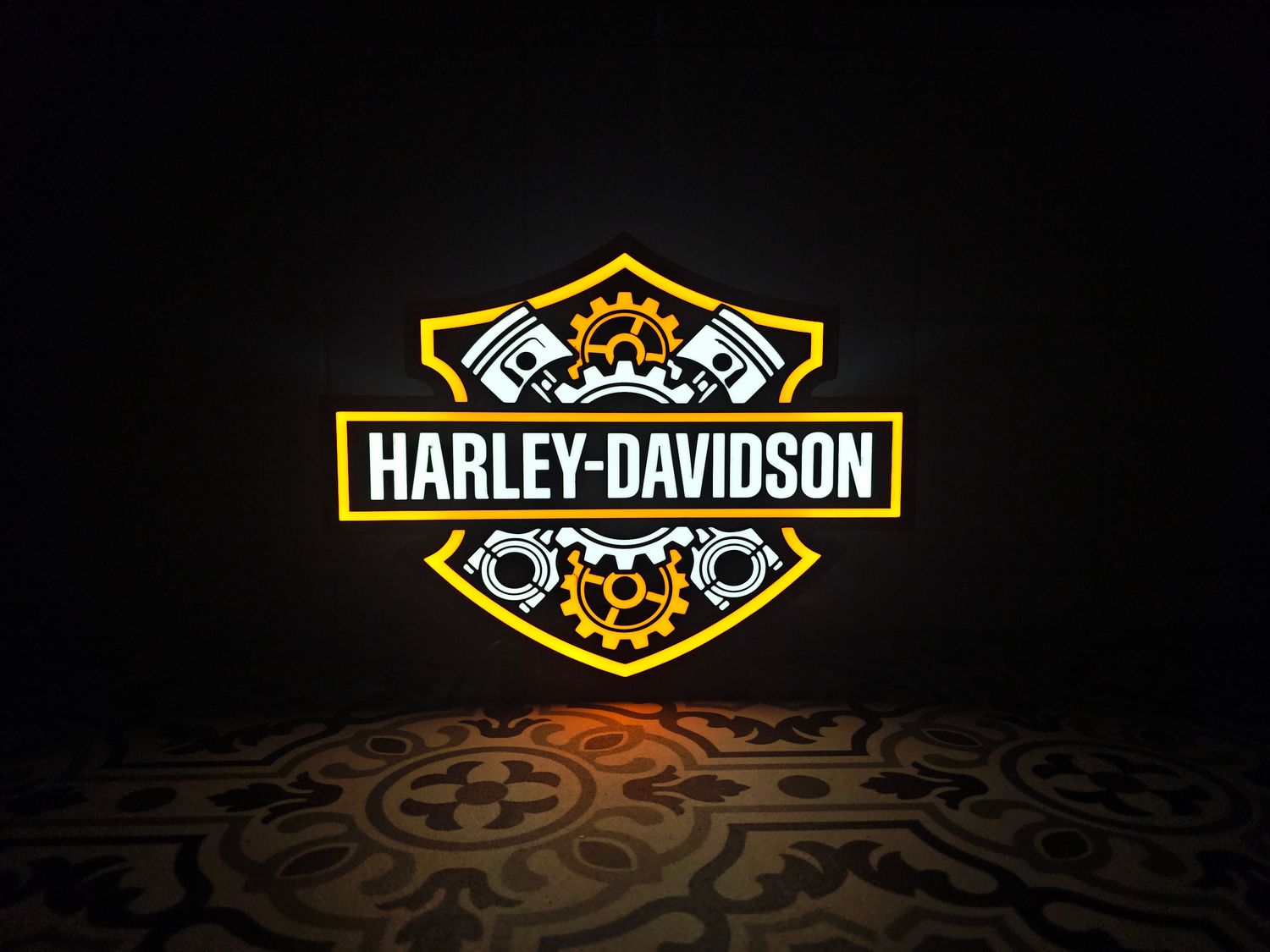 Harley Davidson "Gears and Pistons" LED Lightbox Sign