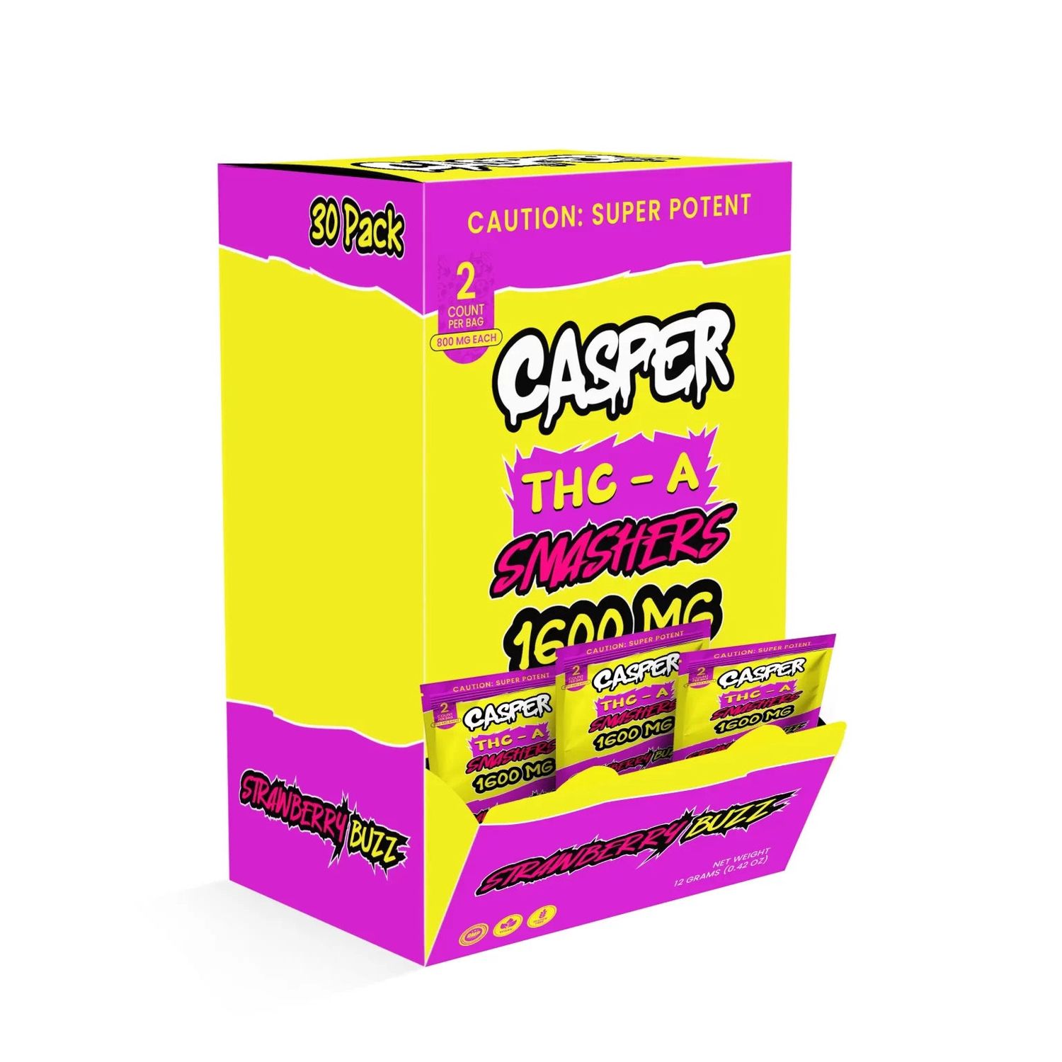 Casper THC-A Smashers 1600MG Gummies 2Pack, Flavor: Strawberry Buzz