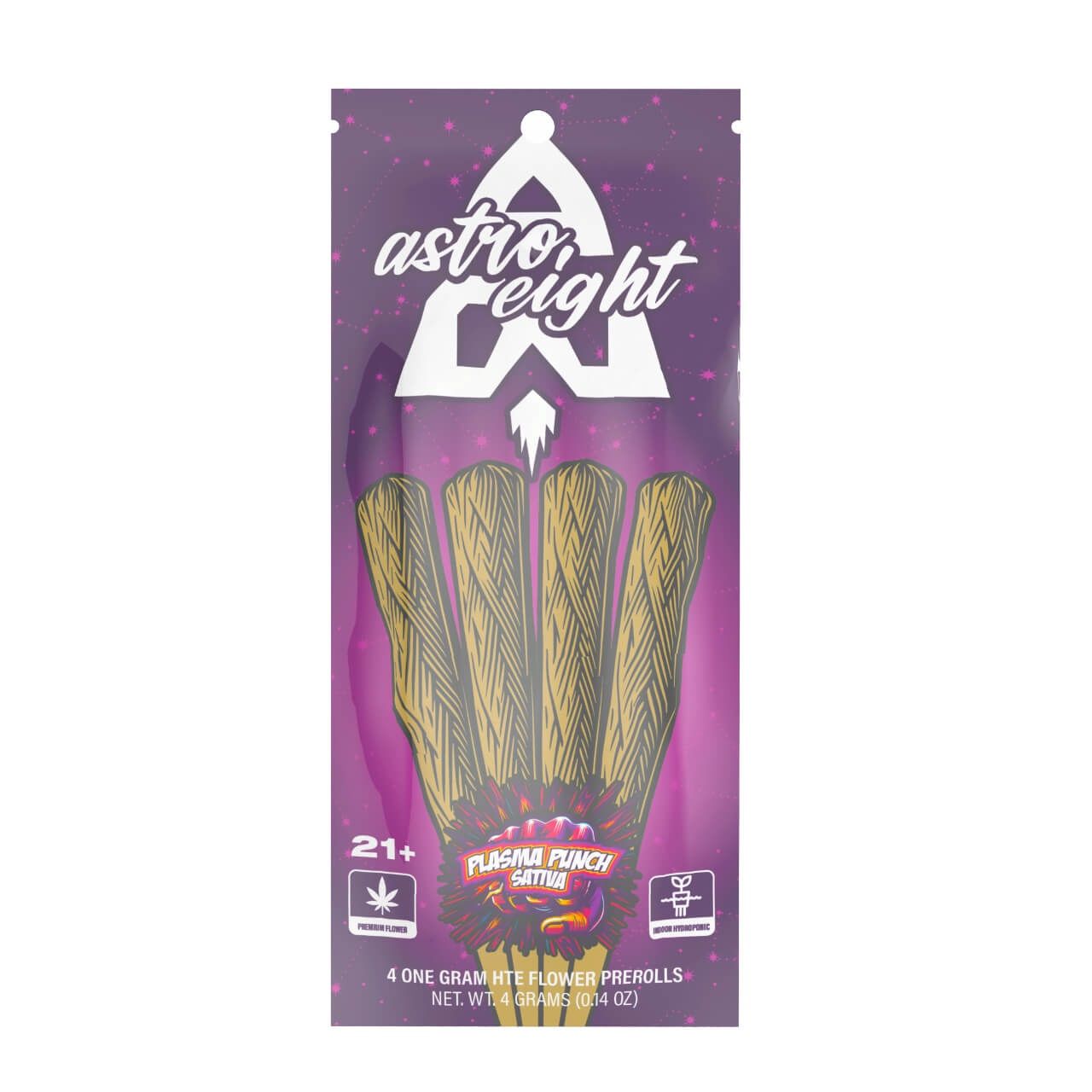 Astro 8 Prerolls 4 Pack, Strain: Plasma Punch (Sativa)