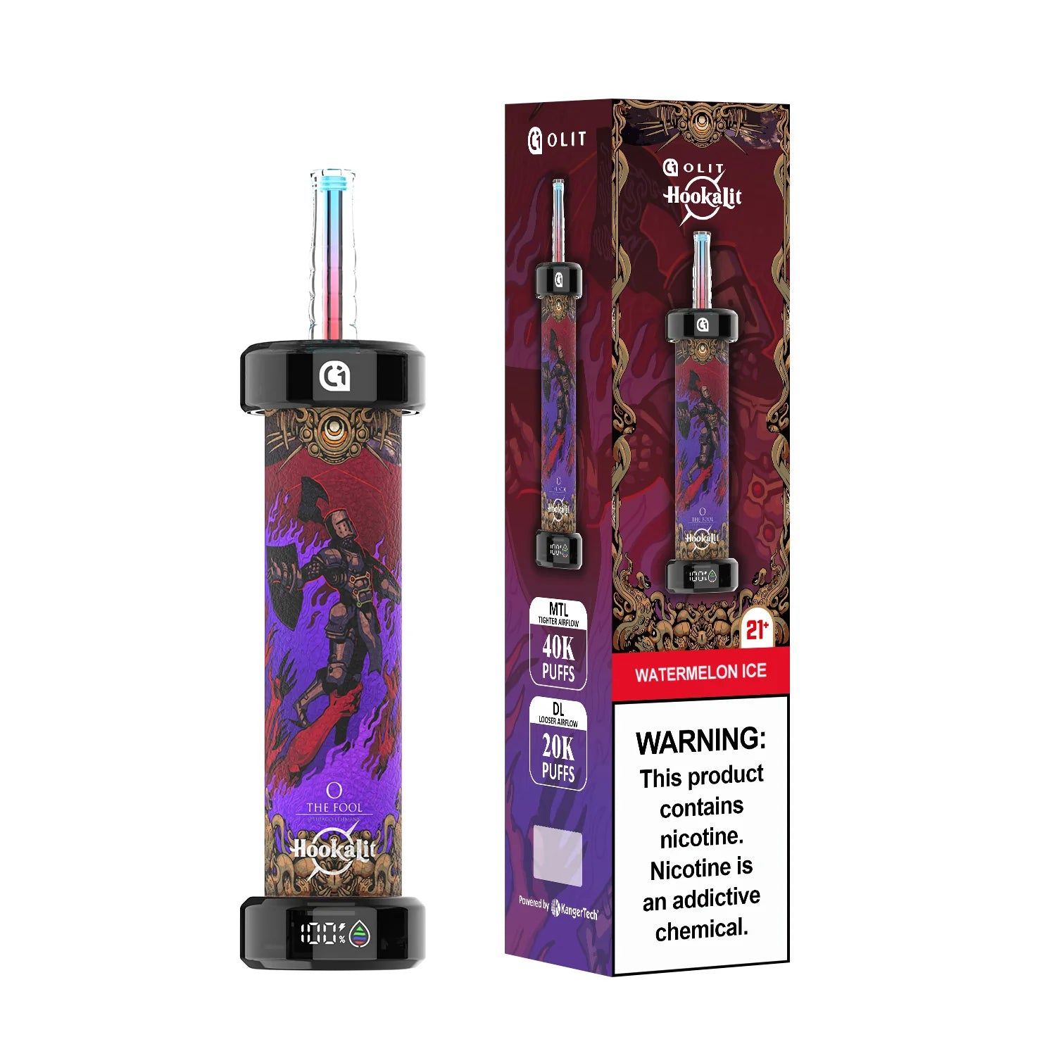 Hooka Lit Dispo 40K, Flavor: Watermelon Ice