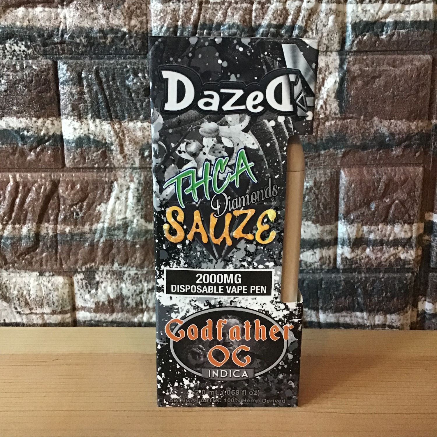 2g Indica Godfather OG THCA Diamonds Sauze Disposable Dazed