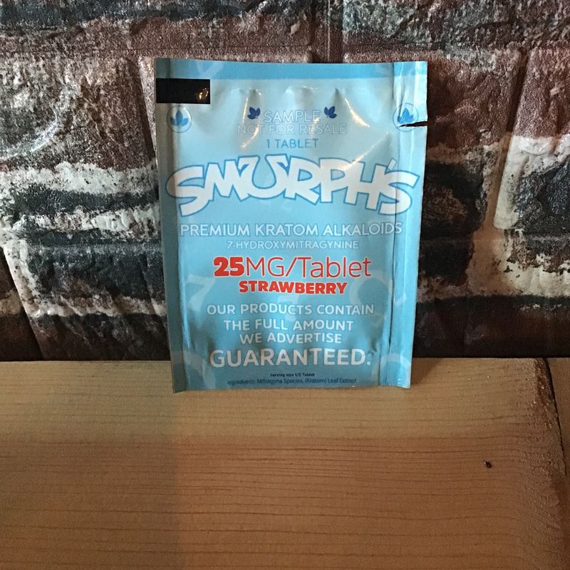 Smurph&#39;s Premium Kratom Alkaloids Strawberry 25mg 1 Tablet