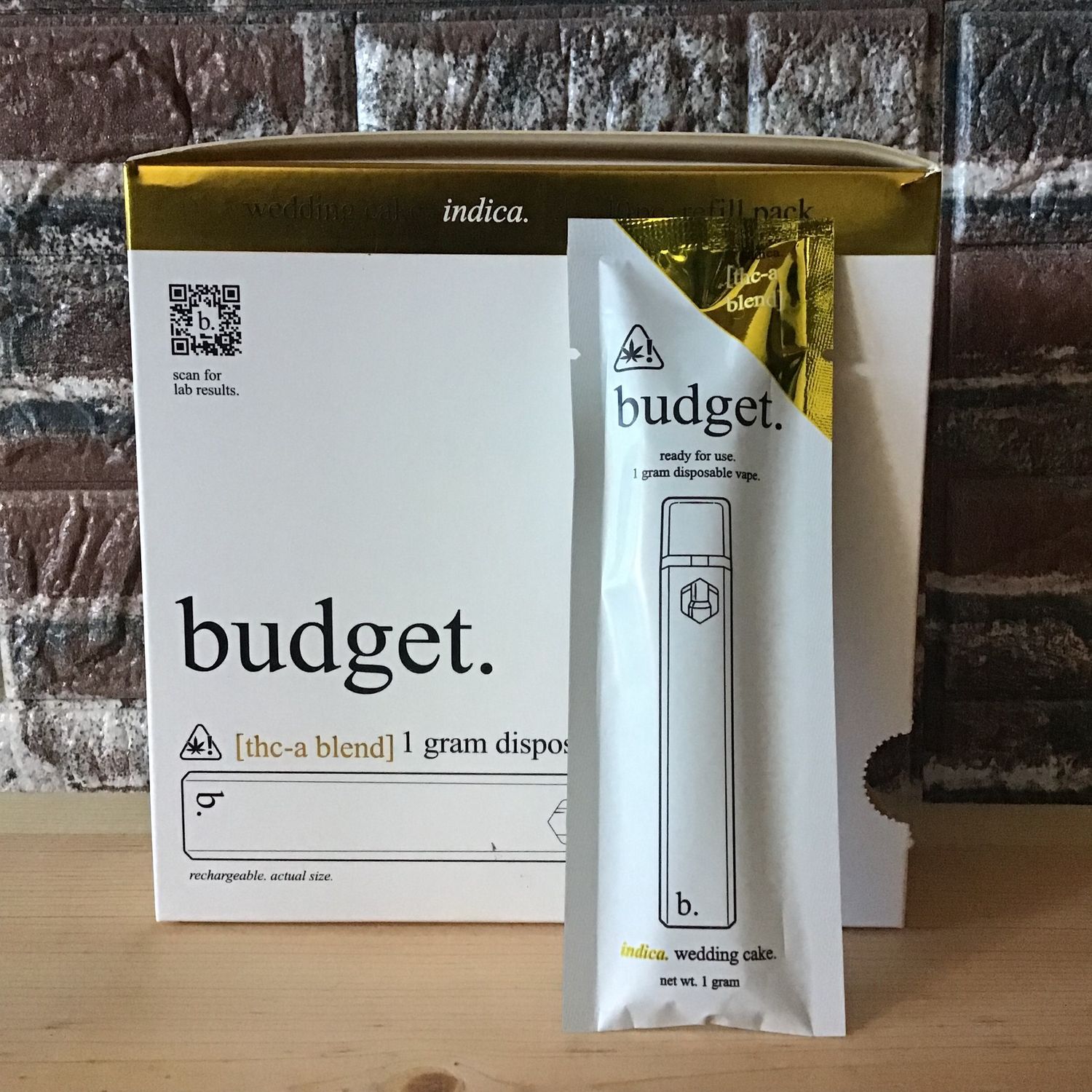 Indica THC-A blend Wedding Cake by budget. 1 Gram Disposable