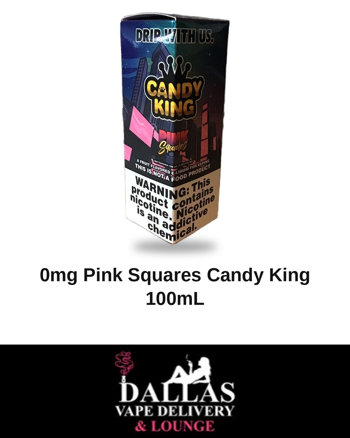 0mg Pink Squares Candy King 100mL