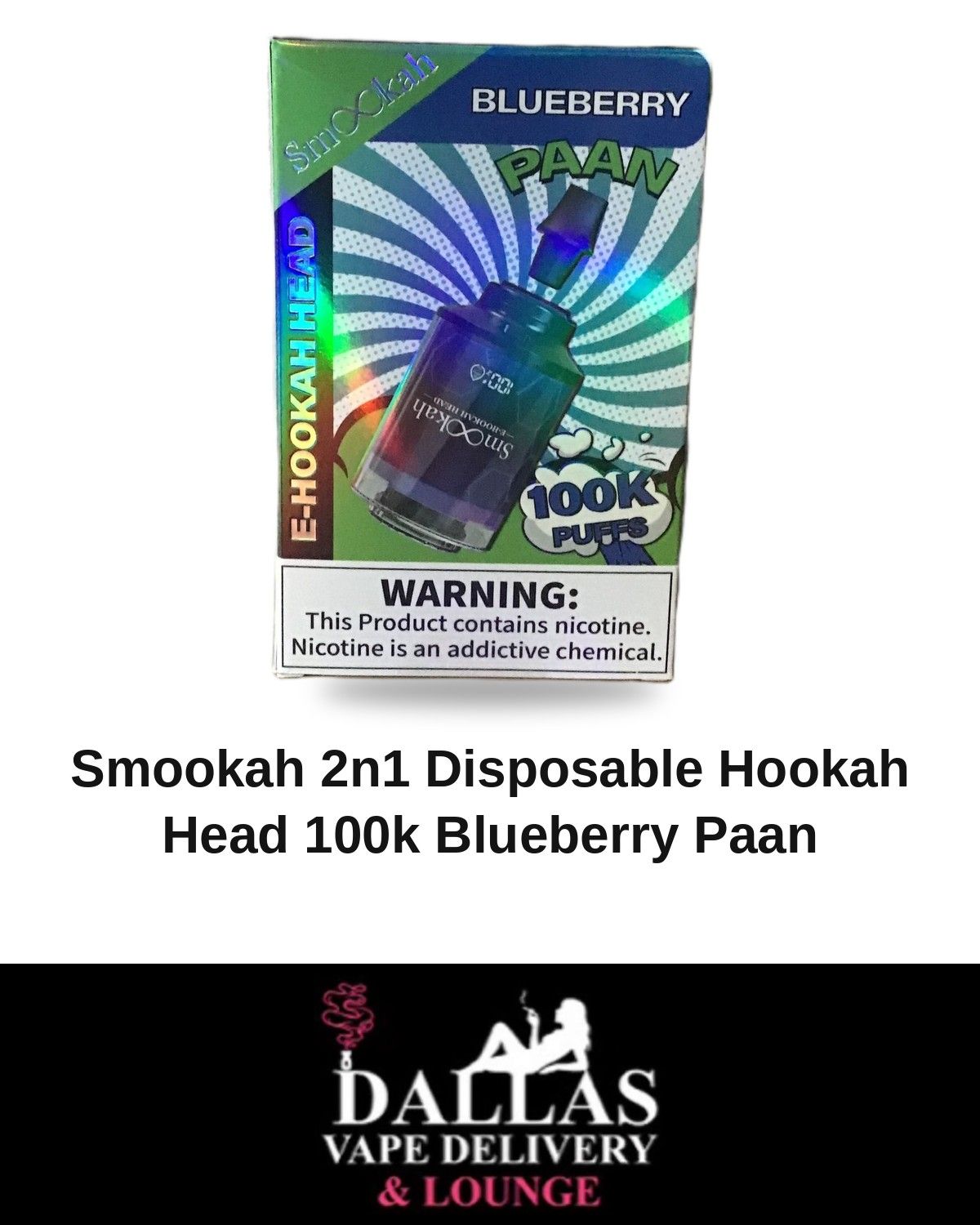 Smookah 2n1 Disposable Hookah Head 100k Blueberry Paan