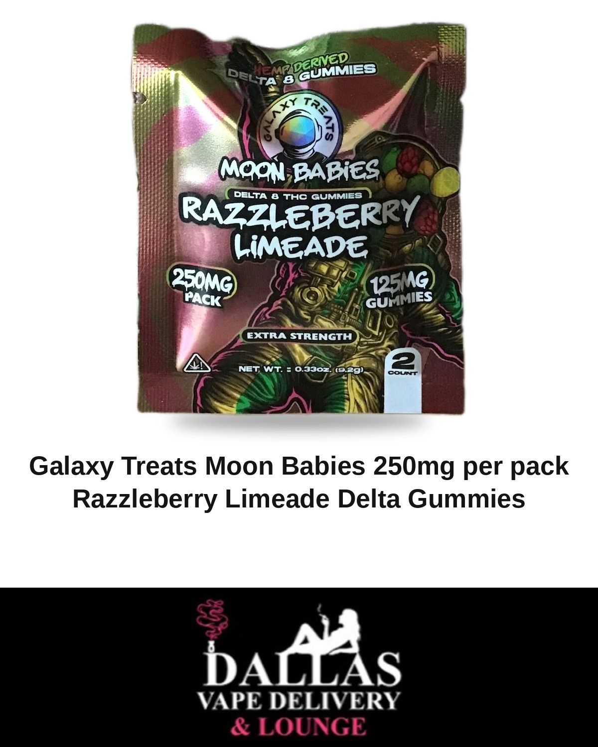Galaxy Treats Moon Babies 250mg per pack Razzleberry Limeade Delta Gummies