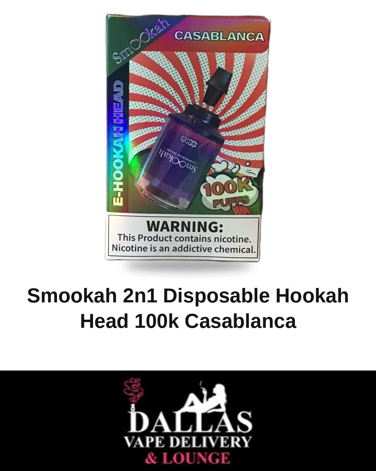Smookah 2n1 Disposable Hookah Head 100k Casablanca