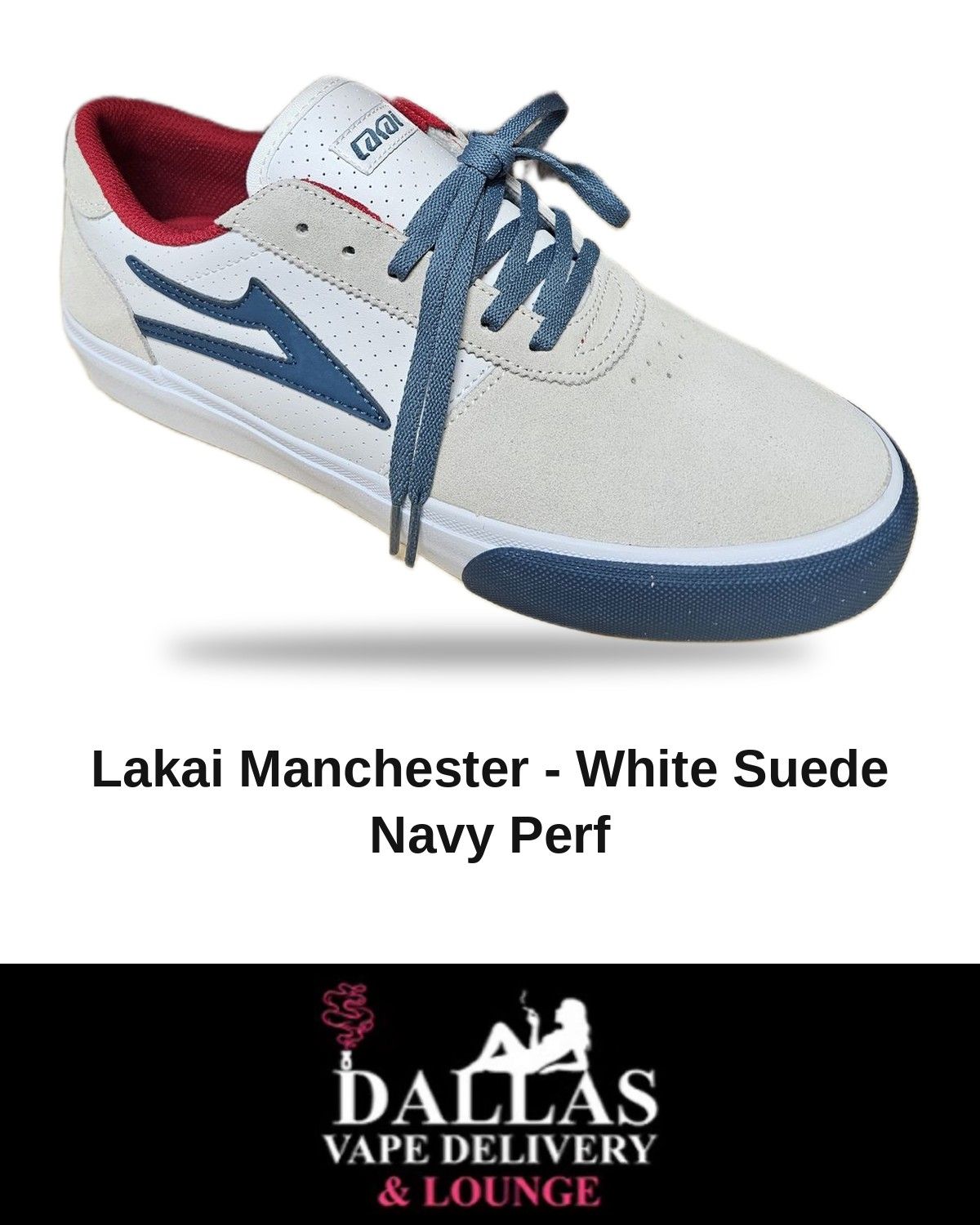 Lakai Manchester - White Suede Navy Perf