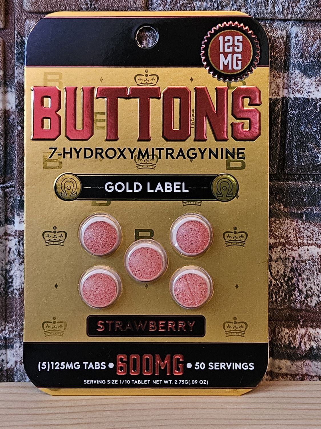Buttons 7-Hydroxymitragynine Gold Label 600mg- Strawberry