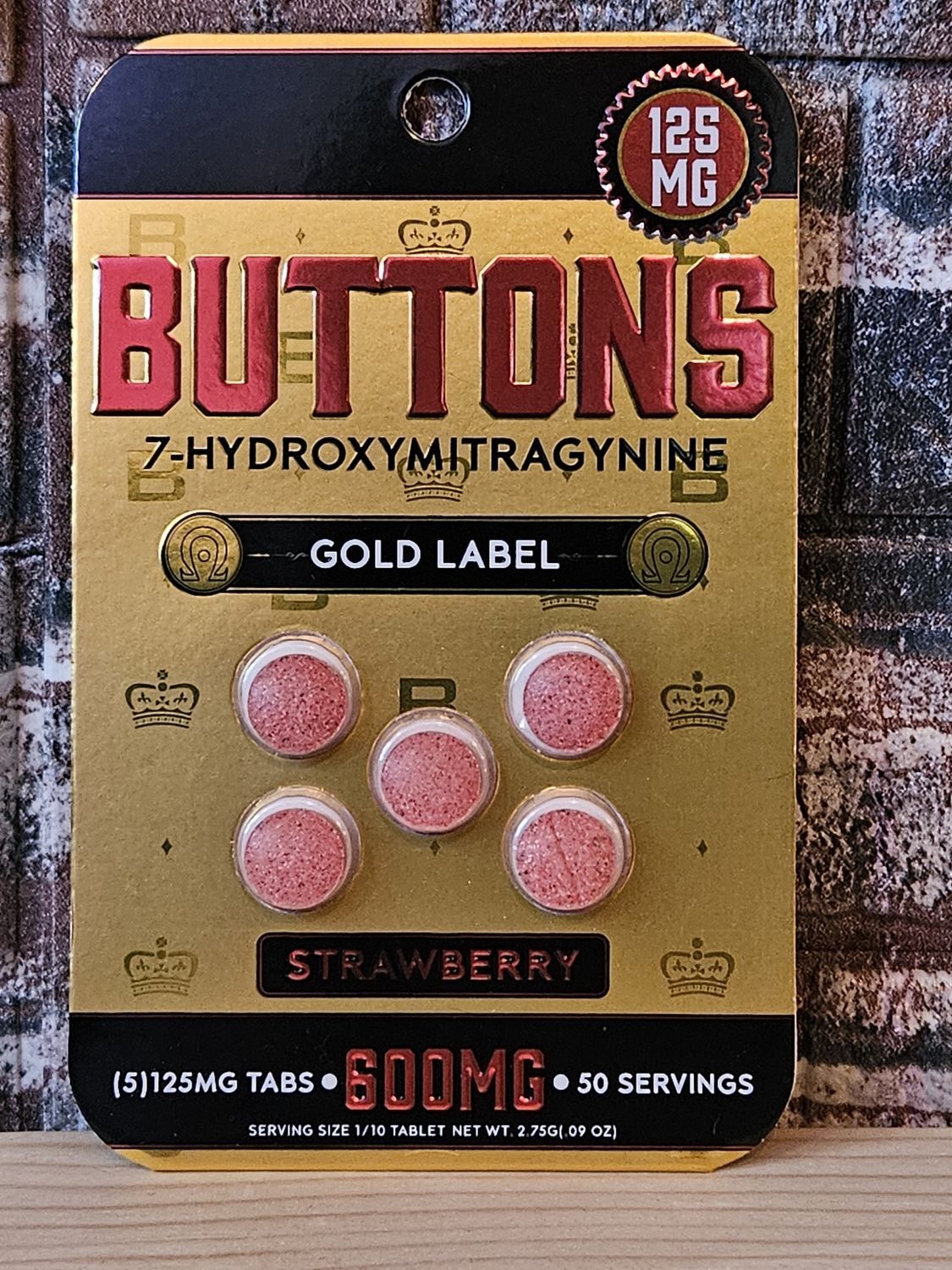 Buttons 7-Hydroxymitragynine Gold Label 600mg- Strawberry