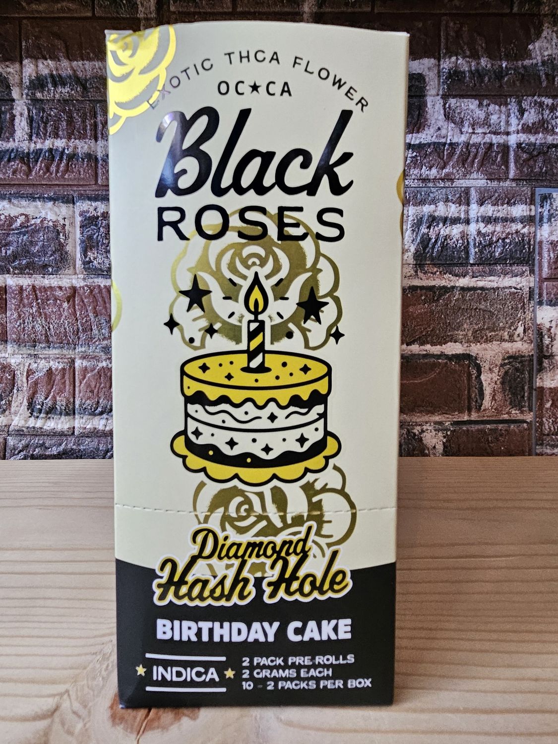 Black Roses 2G Diamon Hash Holes 2ct Birthday Cake Indica