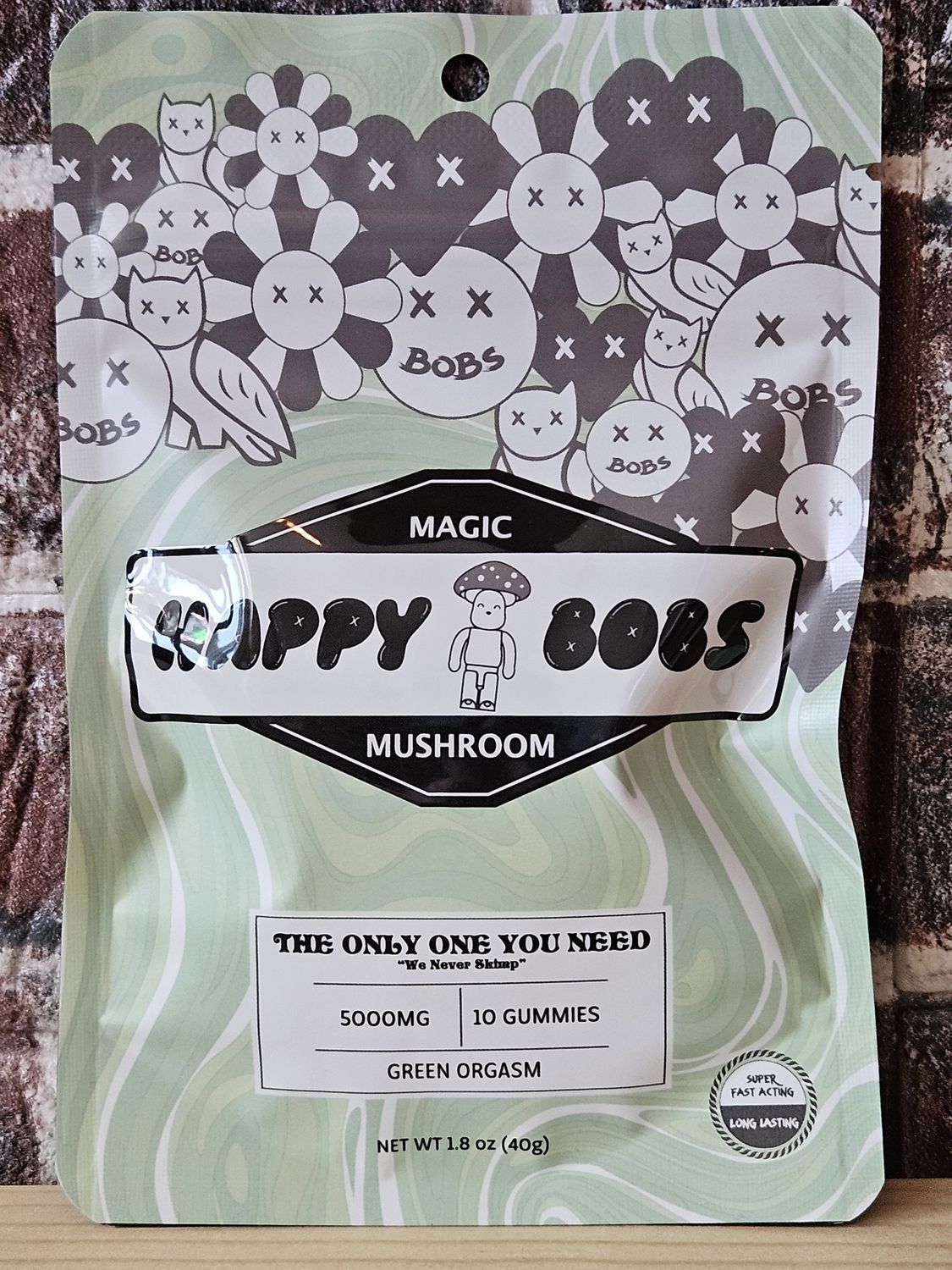 Happy Bobs Fruit Zaddy Mushroom Gummies Green Orgasm