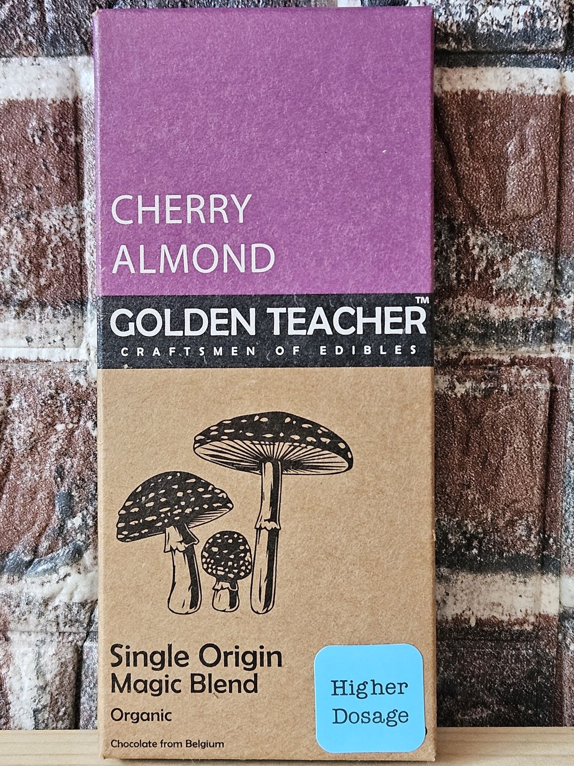 Golden Teacher Organic Mushroom Chocolate Bar Cherry Almond Limited Edition