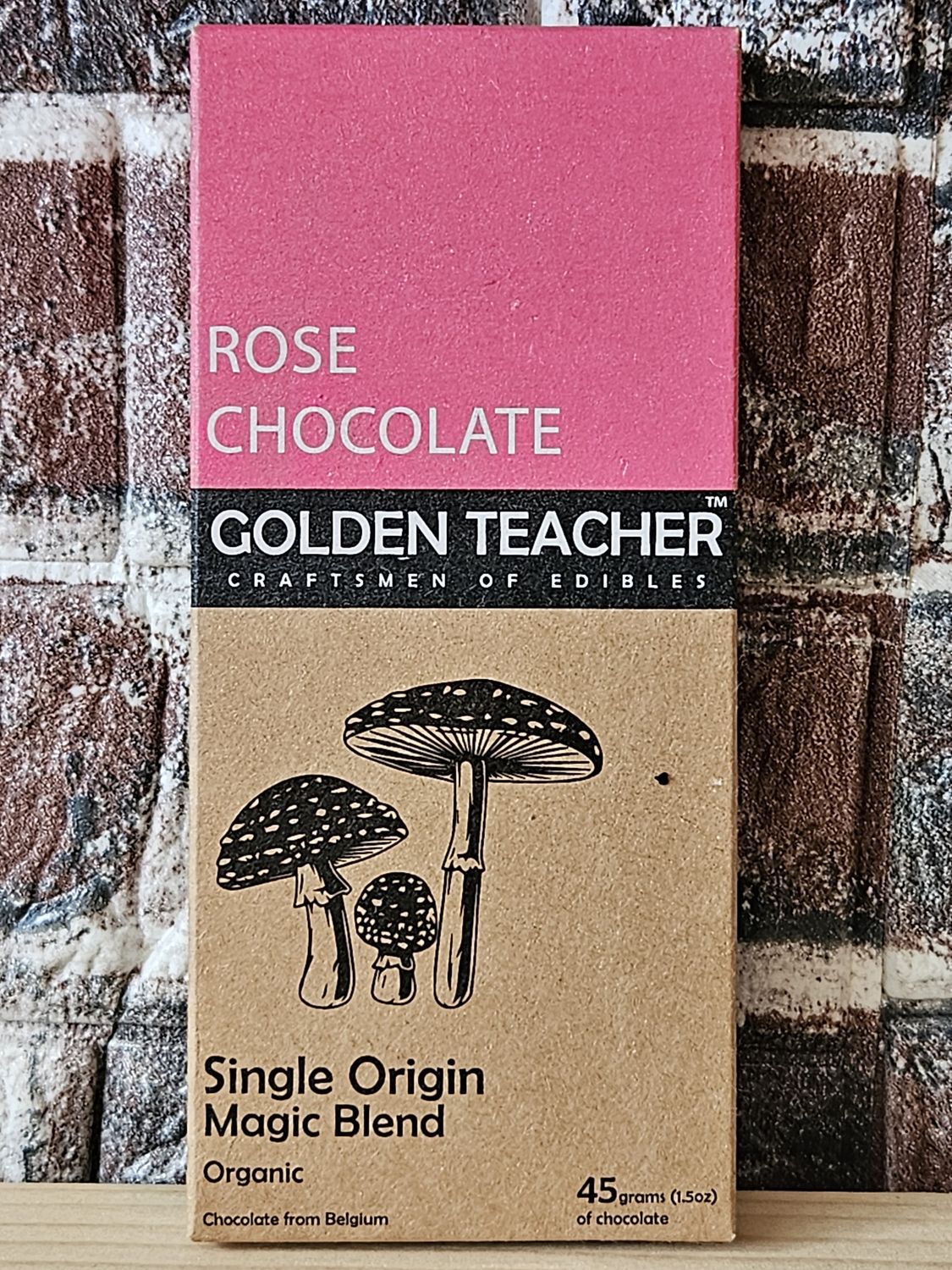 Golden Teacher Organic Mushroom Chocolate Bar Rose Limited Edition
