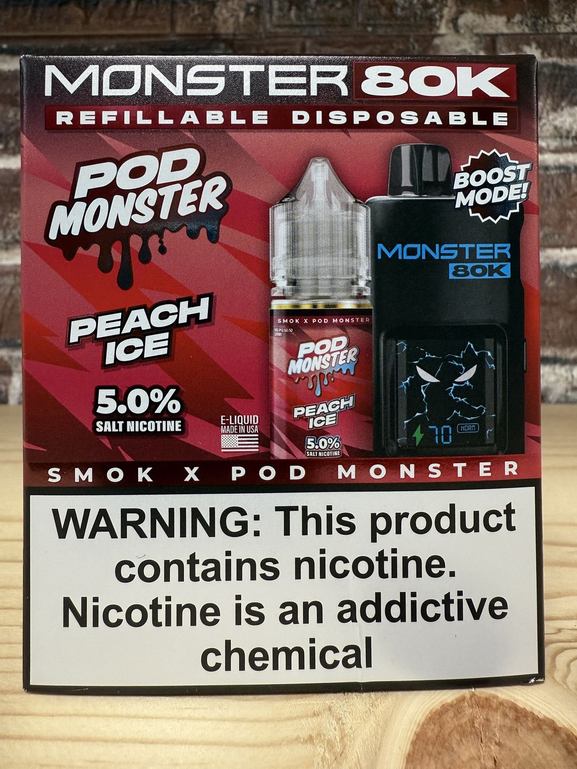 Monster 80K Pod Monster x Smok Peach Ice 30ML 50MG