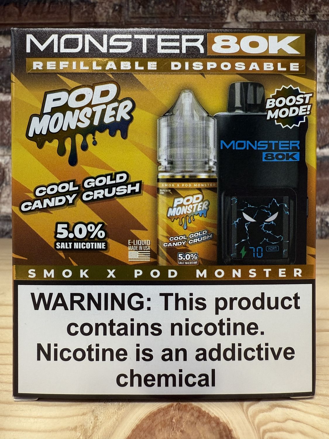 Monster 80K Pod Monster x Smok Cool Gold Candy Crush 30ML 50MG