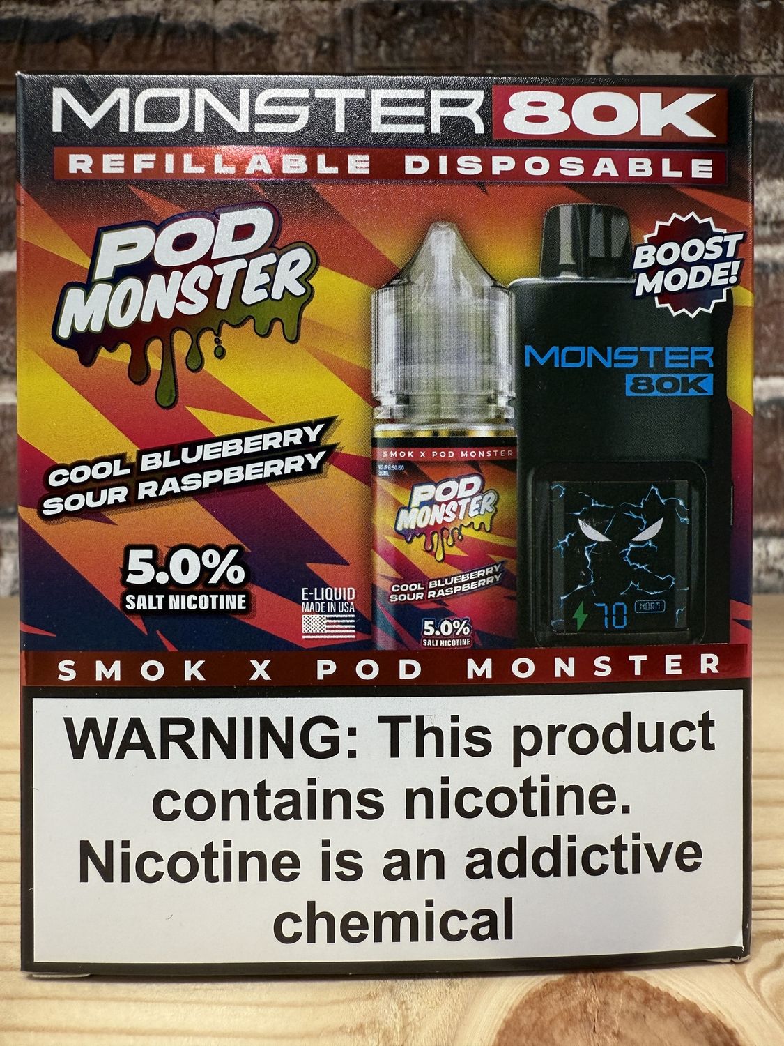 Monster 80K Pod Monster x Smok Cool Blueberry Sour Raspberry 30ML 50MG