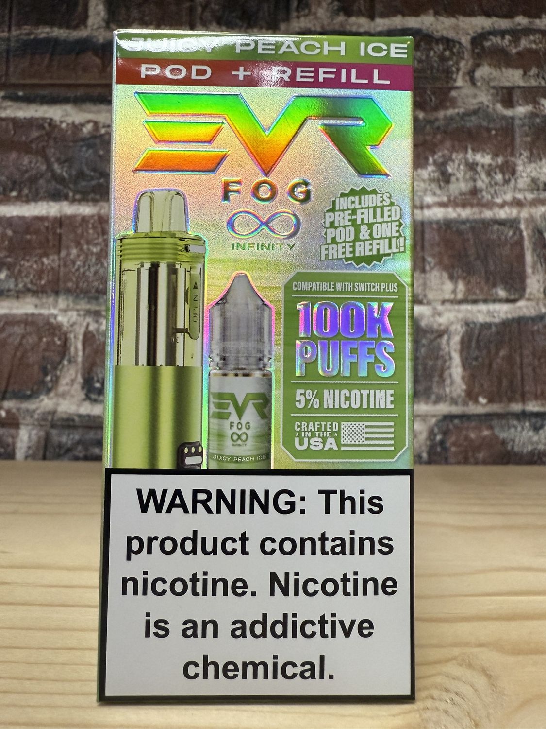 EvrFog Juicy Peach Ice  Pod &amp; 15M Refill