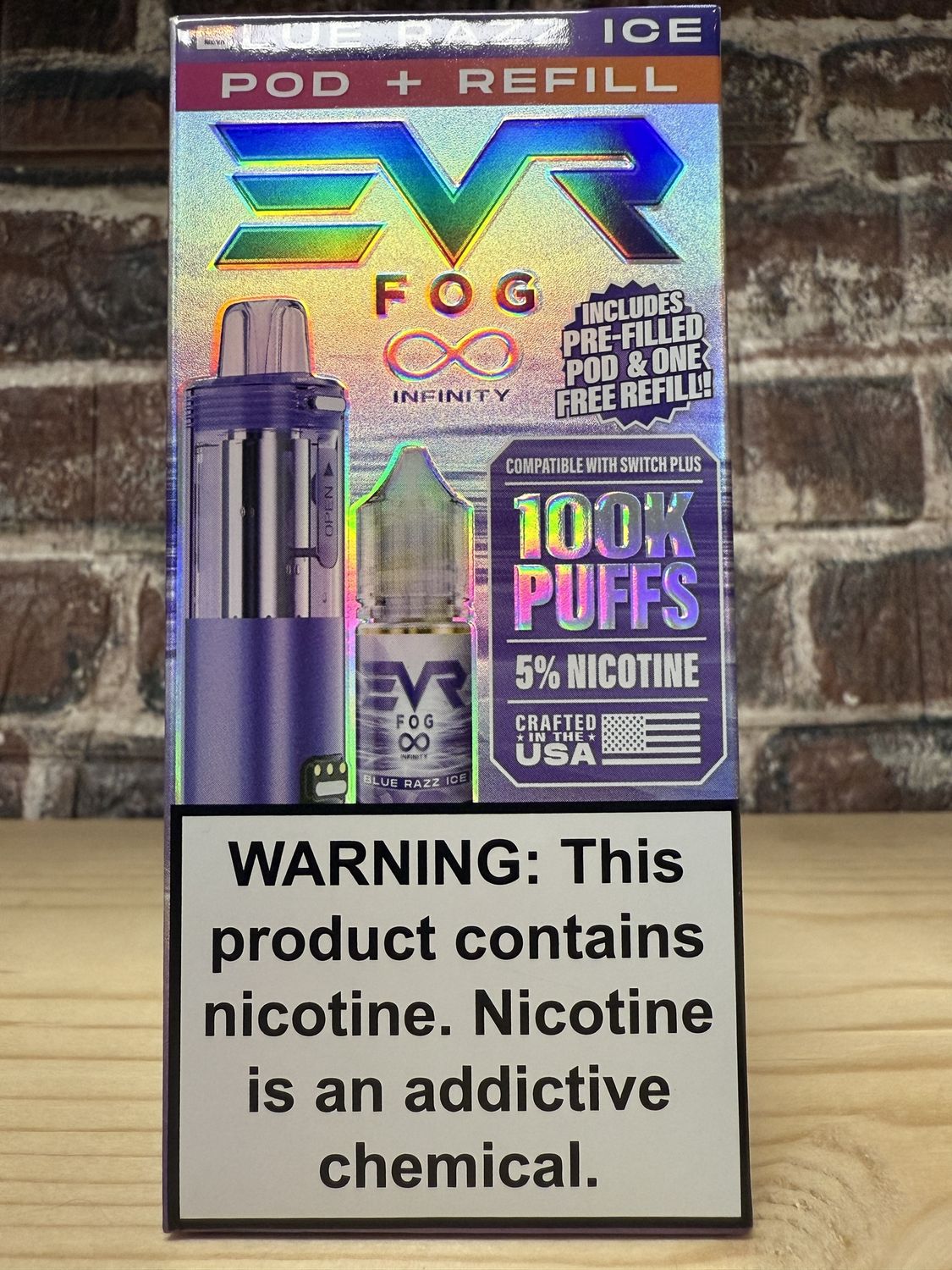 EvrFog Blue Razz Ice Pod &amp; 15M Refill