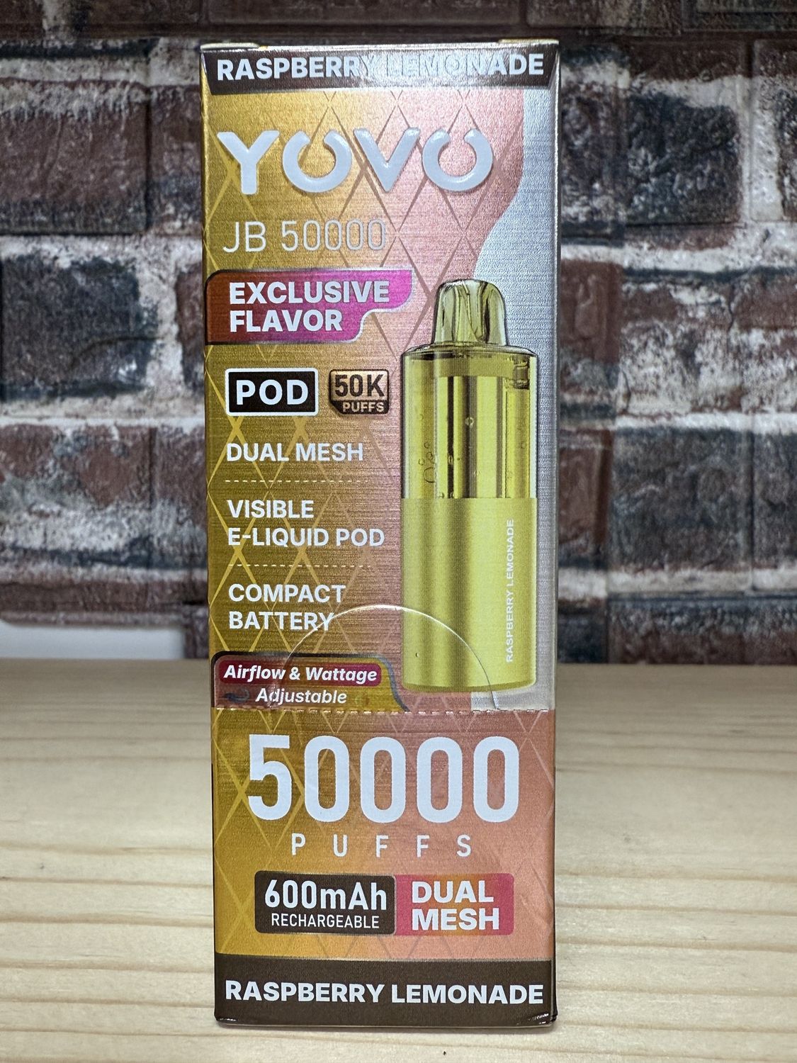 Yovo JB50000 Pods 5pk Display TEXAS | Raspberry Lemonade