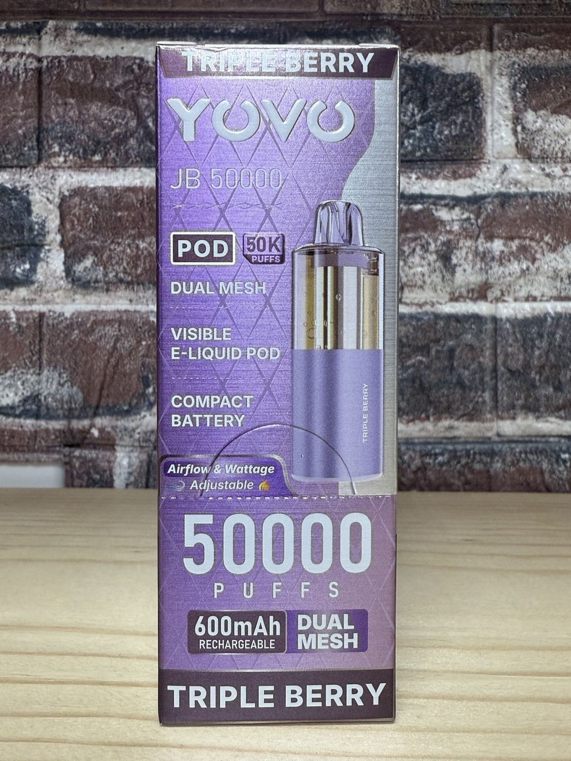 Yovo JB50000 Pods 5pk Display TEXAS | Triple Berry