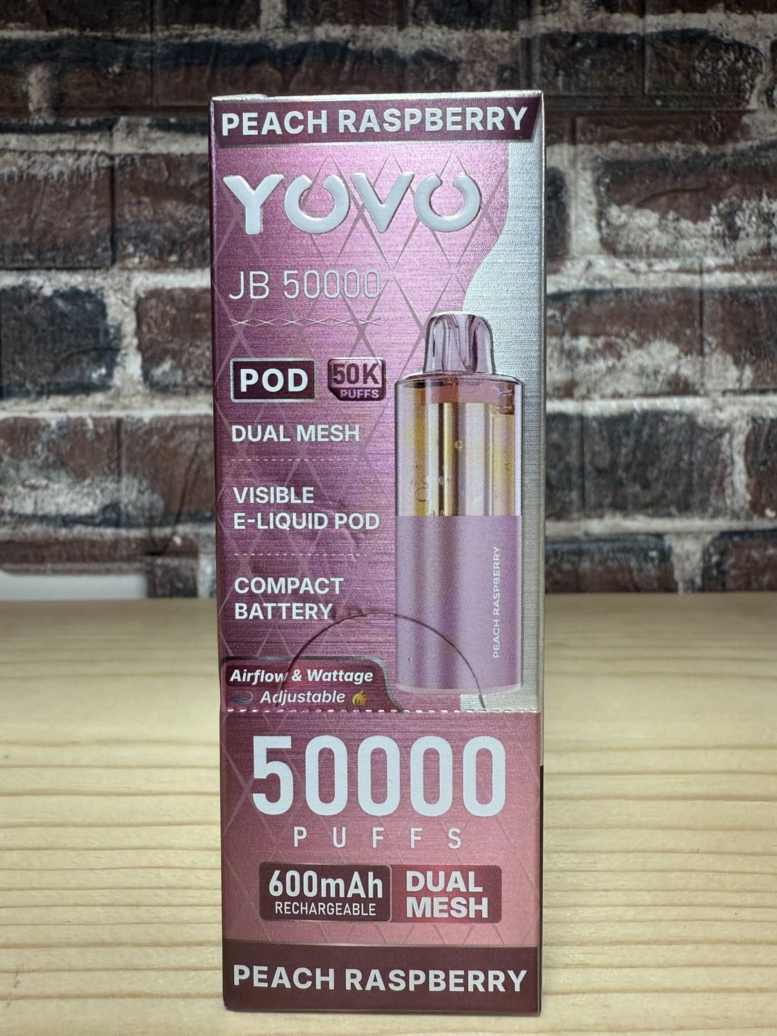 Yovo JB50000 Pods 5pk Display TEXAS | Peach Raspberry