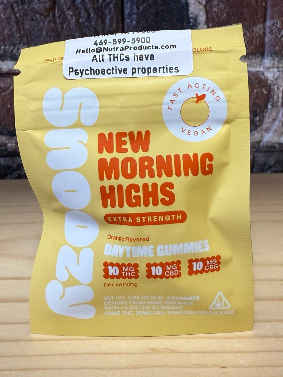 Snoozy Daytime Gummies Orange 10mg THC 10mg CBD 10mg CBG 2pk