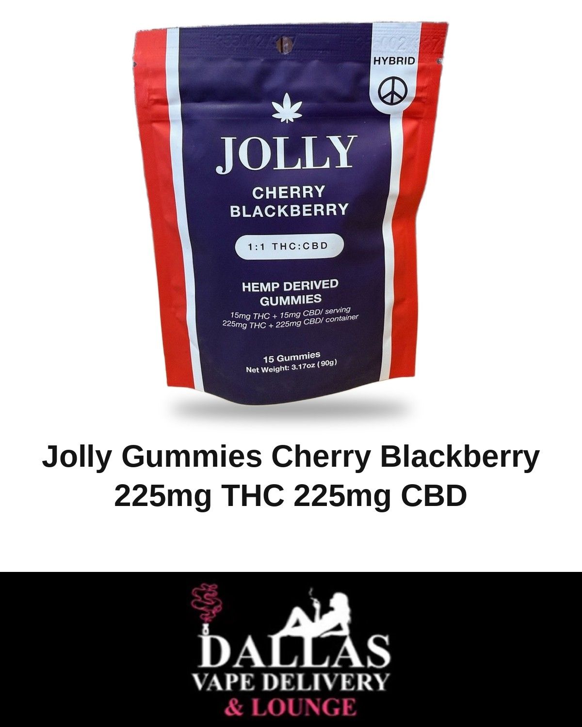 Jolly Gummies Cherry Blackberry  225mg THC 225mg CBD
