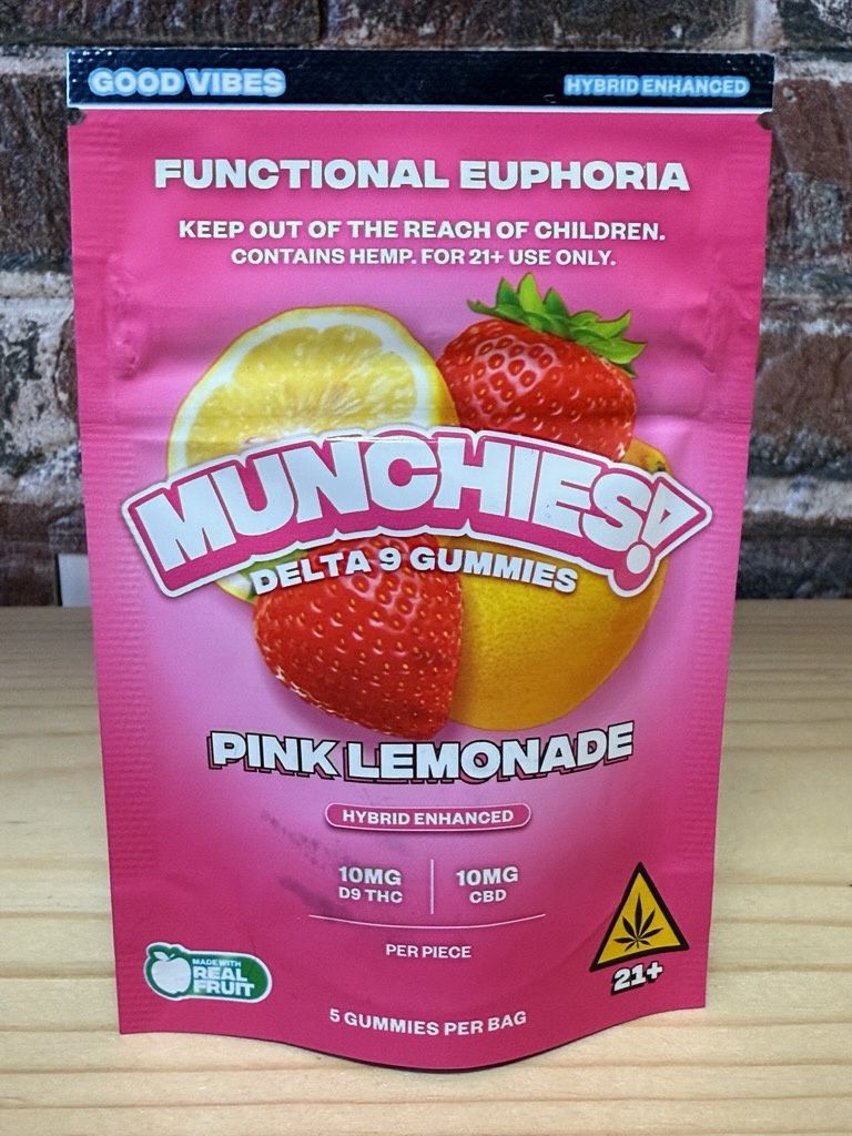 Munchies Gummies Pink Lemonade 10mg THC 10mg CBD