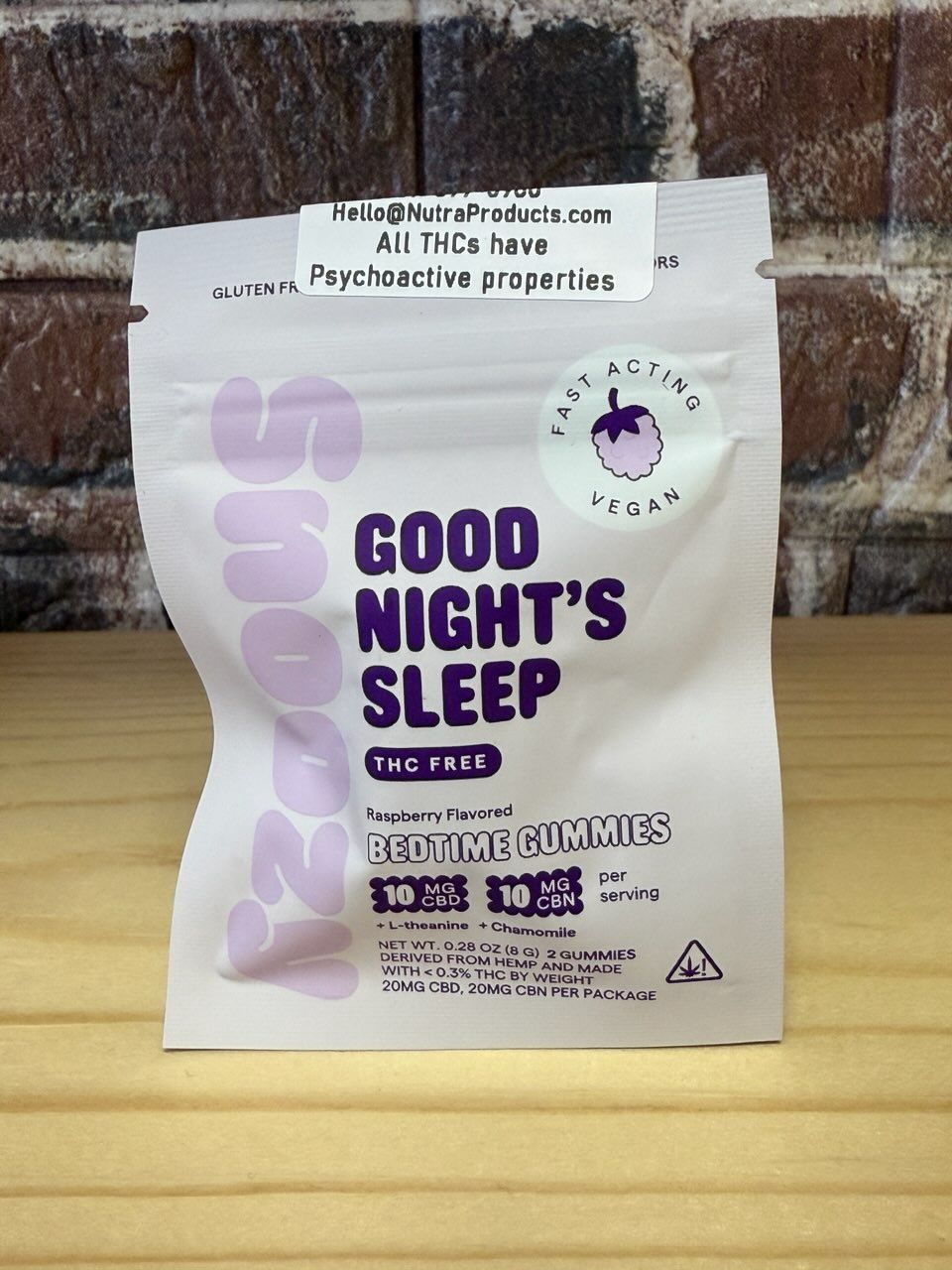 Snoozy Bedtime Gummies Raspberry 10mg CBD 10mg CBN 2pk