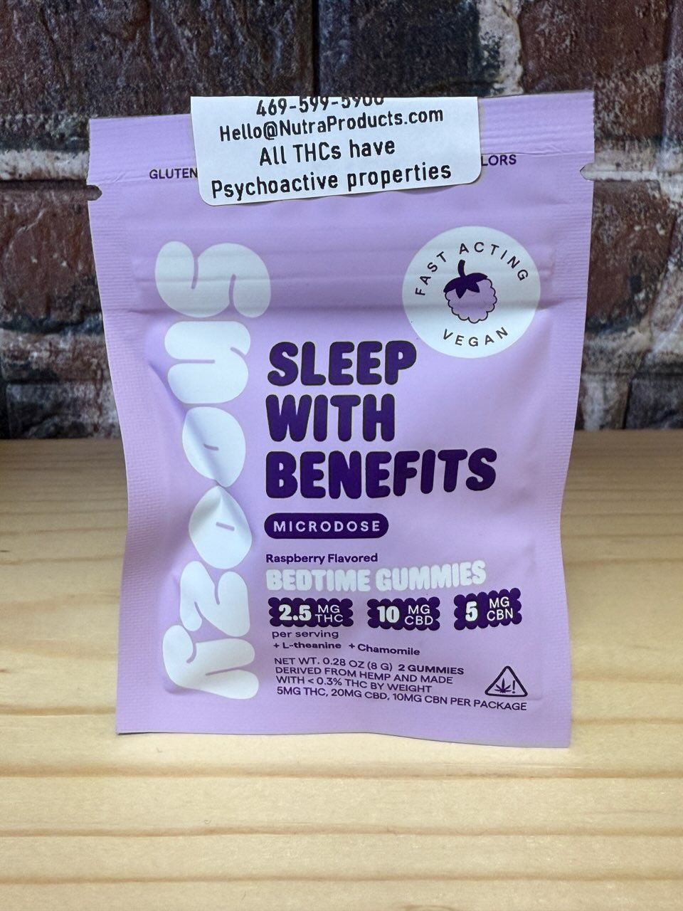 Snoozy Bedtime Gummies Raspberry 2.5mg THC 10mg CBD 5mg CBN 2pk