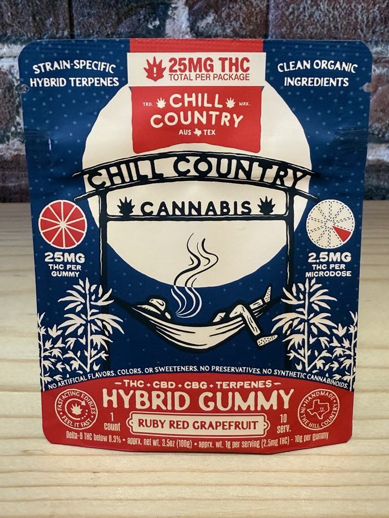 Chill Country Gummy Ruby Red Grapefurit 25mg THC