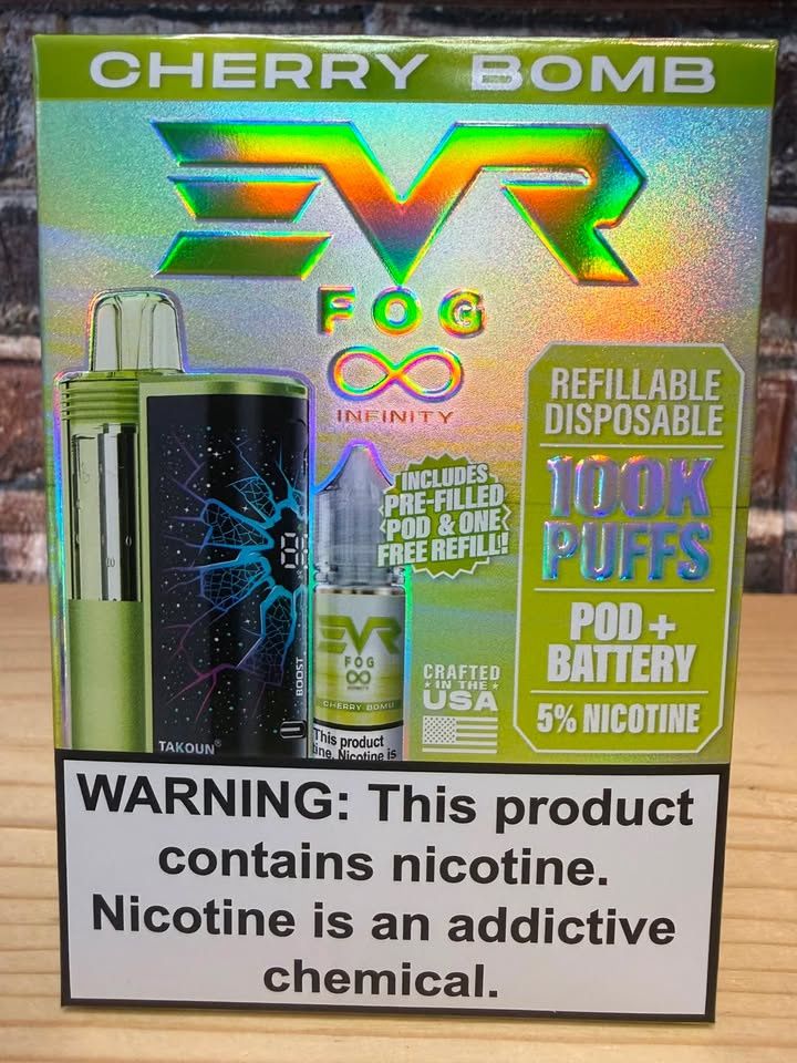 EvrFog Cherry Bomb Pod, Battery &amp; 15M Refill Kit