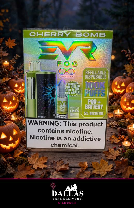 EvrFog Cherry Bomb Pod, Battery + 15M Refill Kit