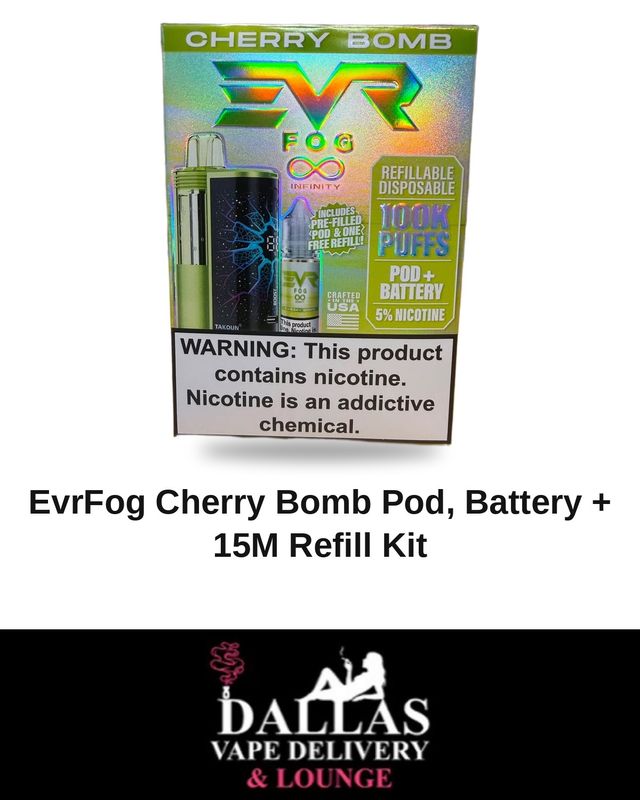 EvrFog Cherry Bomb Pod, Battery + 15M Refill Kit