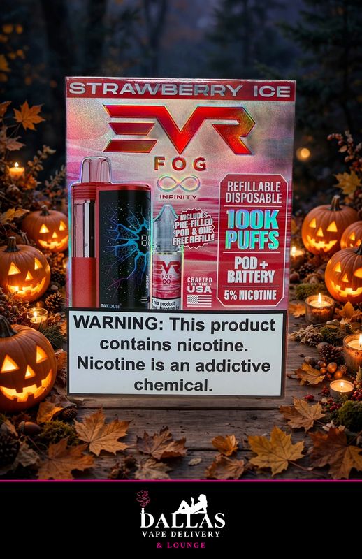 EvrFog Strawberry Ice Pod, Battery + 15M Refill Kit