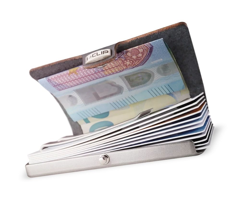 I-CLIP Original Pure Silver Pelle Martellata Noce