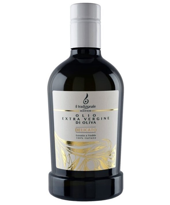 Olio extra vergine di oliva "DELICATO" - Varietà Leccino - Bottiglia da 500 ml