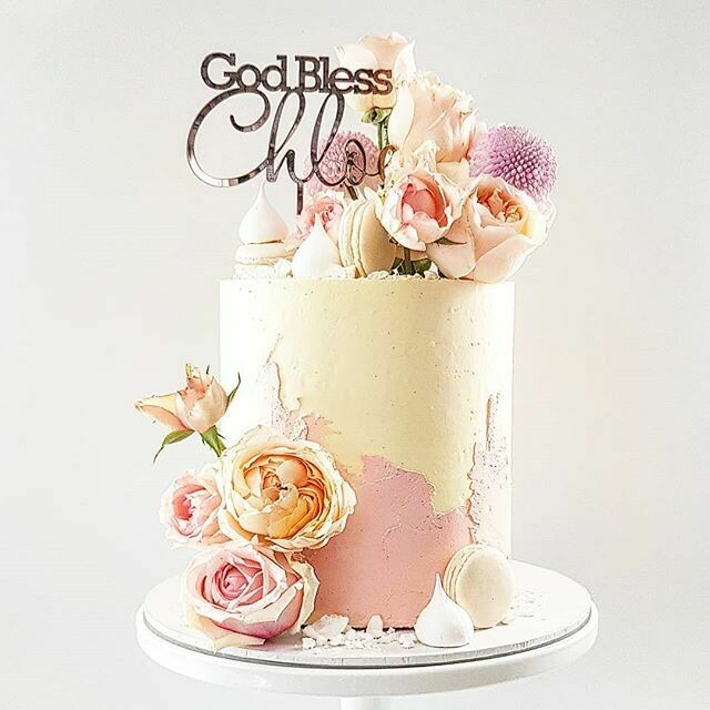 Half Watercolour Buttercream Cake + Mixed Florals Half Watercolour Buttercream Cake + Mixed Florals