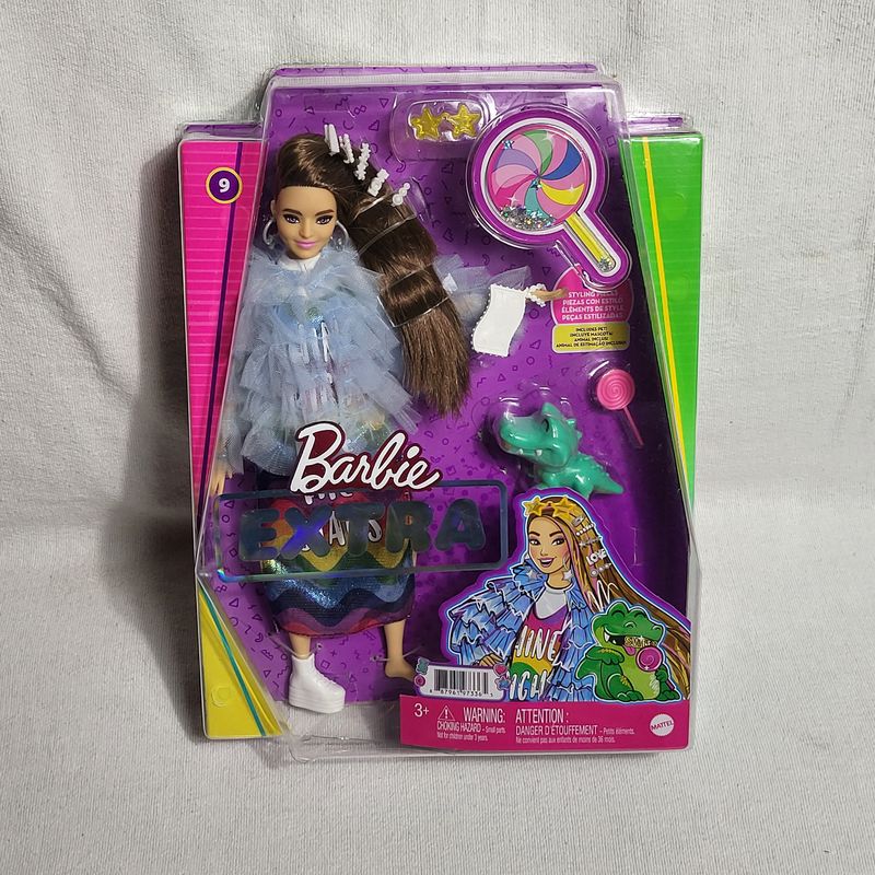 Barbie Extra Doll with Long Brunette Hair with Pet Crocodile
