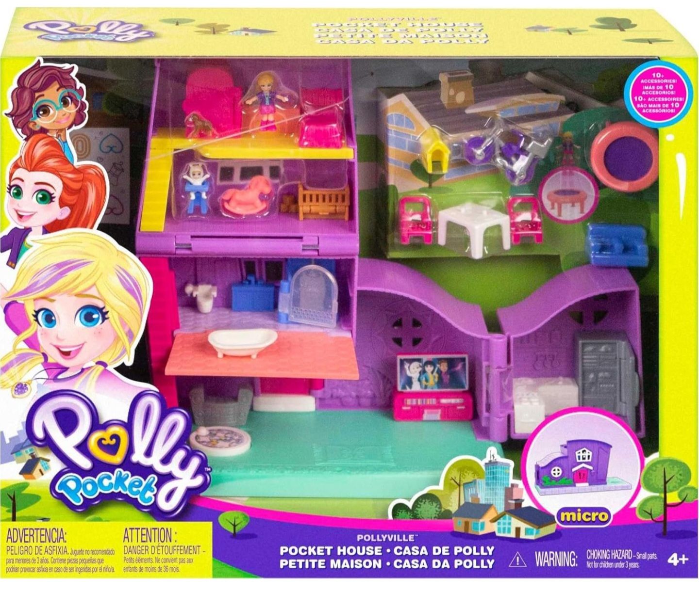 Polly Pocket Doll House Transforming Pollyville Pocket House Playset