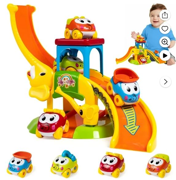 Marstone Elephant Slide Car Ramp  with 4 Elephant Cars