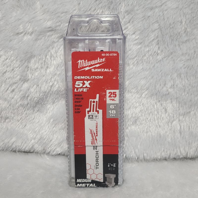 Milwaukee 48-00-8784 6&quot; x 18 TPI Super Sawzall Blade, Torch, 25 Pack