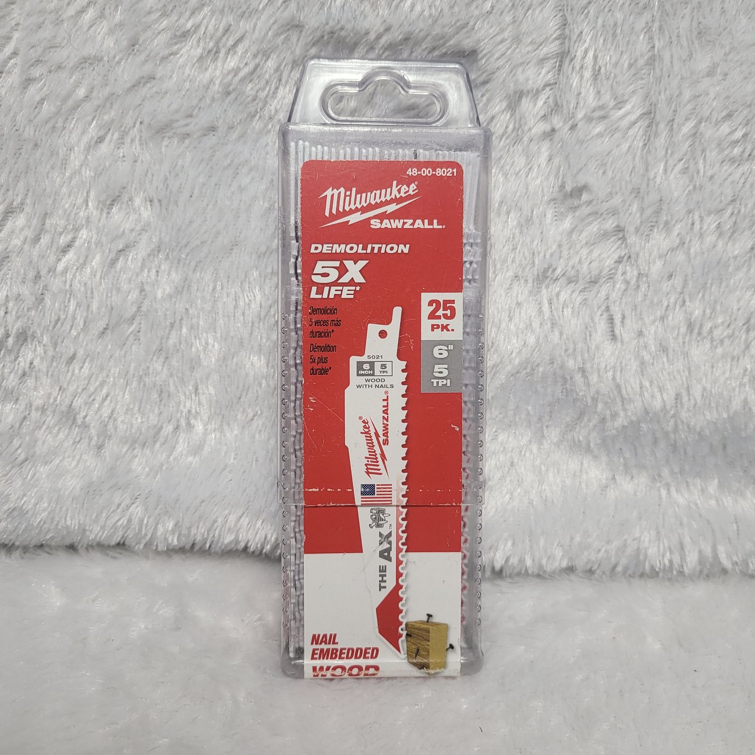 Milwaukee Sawzall 6&quot; Nail Embedded Wood 25pk 48-00-8021