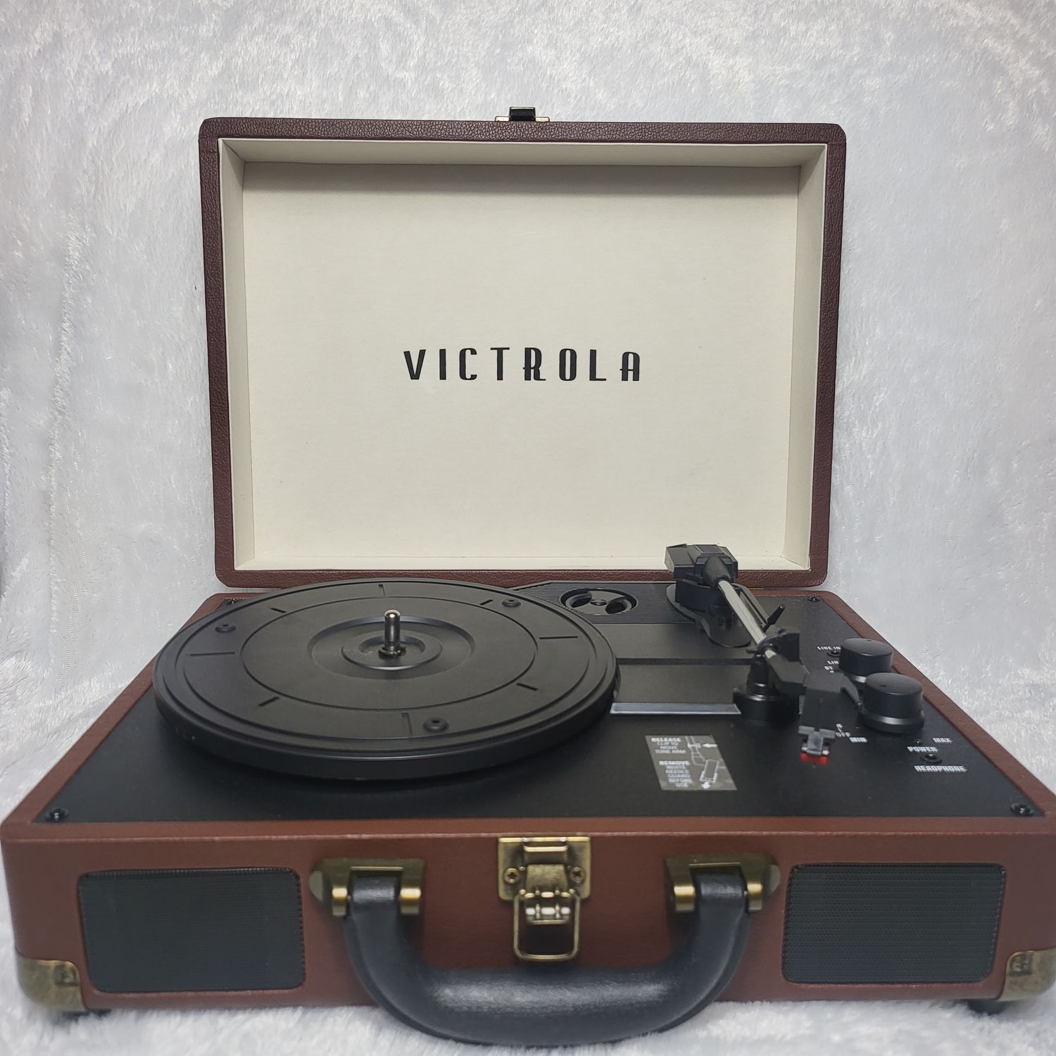 Victrola - Bluetooth Suitcase Record Player with 3-speed Turntable - Brown