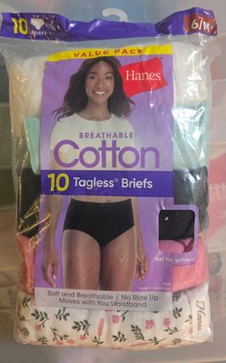 Hanes Women's Breathable Tagless Brief, 10-Pack Size 6 (Medium)