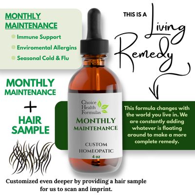 Monthly Maintenance + Hair Sample Custom Homeopathic