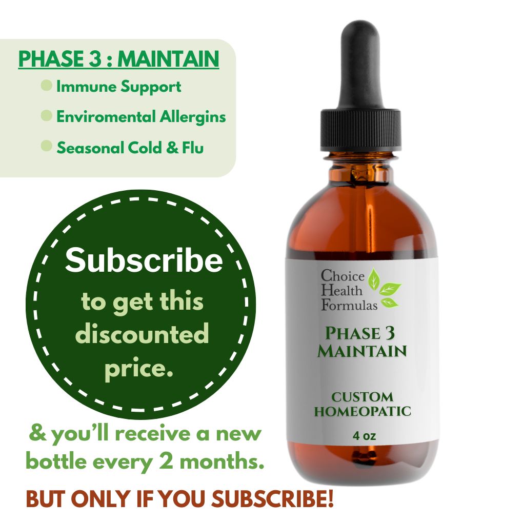 Phase 3 : Maintain - Addon to Custom Homeopathic Starter Pack - Phase 3 Only