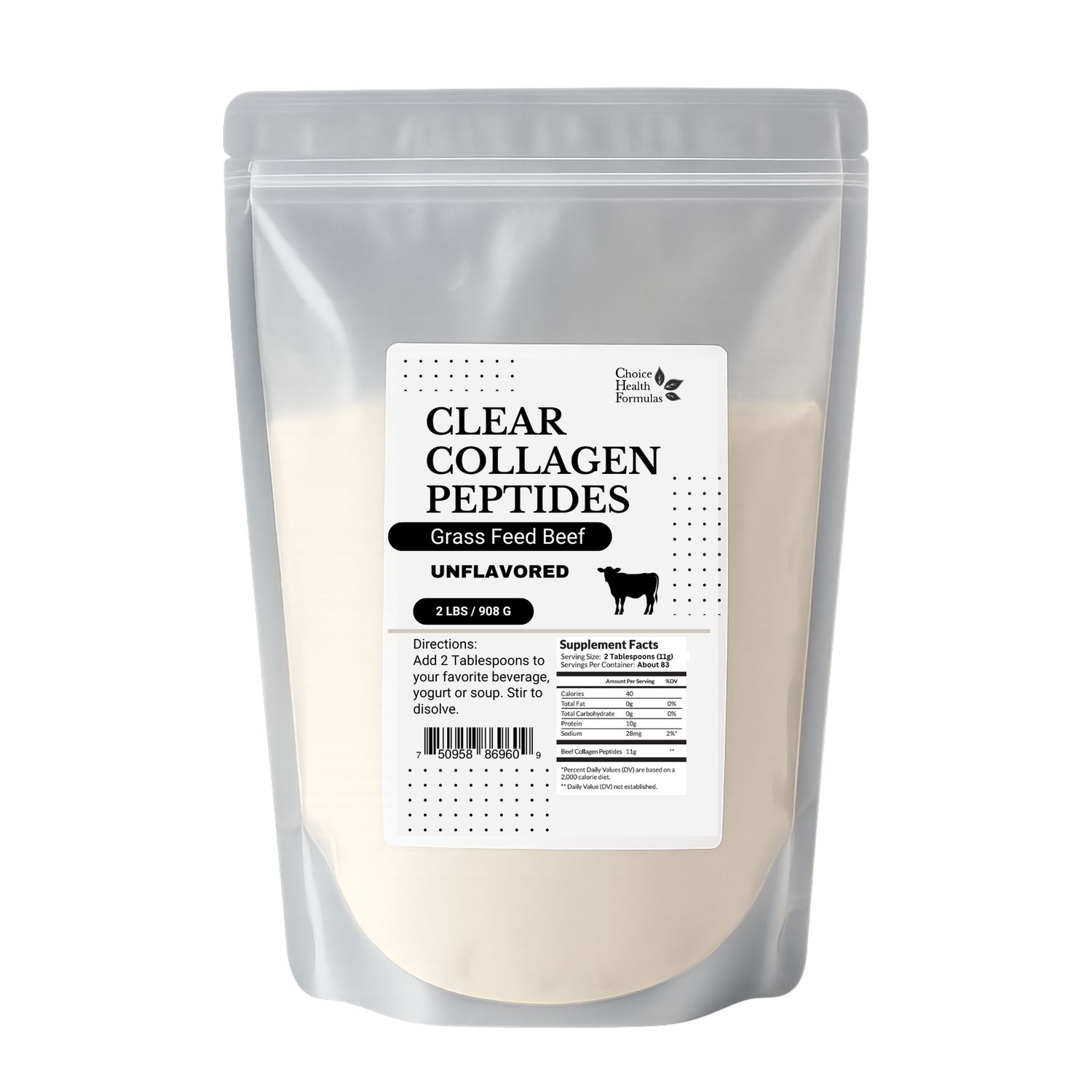 Clear Collagen Peptides - Beef - 2 LB